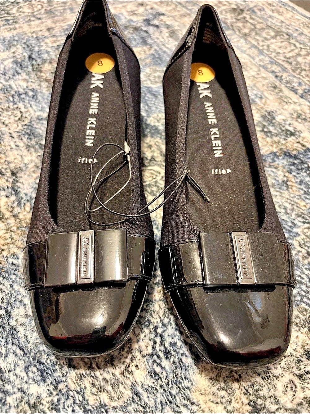 Anne Klein Mesa Bow Detail Low Wedge Pumps Black US 8